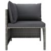 Sectional Corner Sofa with Cushions Gray Poly Rattan