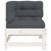 Corner Sofa White and Anthracite Solid pine wood and oxford fabric