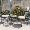 U_STYLE Outdoor Leisure Set, 2 Rattan Single Chairs with A Glass Round Table, Perfectly Suited for Patios, Balconies, and Courtyards