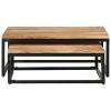 Coffee Table Set of 2 Natural wood finish and black iron