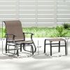 Outdoor Glider with Ottoman, Patio Glider Chair Set with High Back, Wide Seat for Porch, Garden, Backyard, Brown