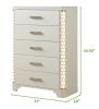 5-Drawer Chest with side LED Lightning made with Wood in Beige