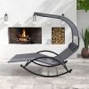 Outdoor Dual Rocker Sunbed 2-Person Canopied Patio Lounger with Detachable Headrests