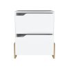 DEPOT E-SHOP Haines Nightstand with 2-Drawers, End Table with Sturdy Base, White / Macadamia