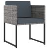 Garden Dining Set Grey Poly Rattan, Tempered Glass, Steel 10-Person