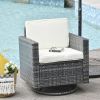 Outdoor Swivel Rocker, PE Wicker Dining Chair, 360 Degree Swivel Patio Glider with Cushions for Backyard, Lawn, Garden, Deck, Porch, Steel Frame