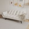 57 inch beige sofa soft two armrests throw