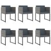 Garden Dining Set Grey Poly Rattan, Tempered Glass, Steel 10-Person