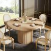 Round Dining Table, 47.24" Farmhouse Kitchen Table with Metal Base for 4