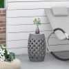 12" Patio Round Side Table, Outdoor Footstool, Garden Mosaic Accent Side Table, Plant Stand, Gray