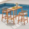 Patio Counter Height Bar Set with Cushioned Barstools