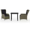 Garden Dining Set Brown Powder-coated steel 3 piece set