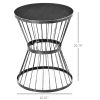 Patio End Table 16" Steel Side Table with Hourglass Design Black Accent Table for Outdoor and Indoor Use