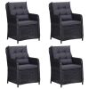 Garden Dining Set Black Powder-coated steel 5 Piece Set