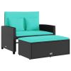 Patio Sofa Black PE Rattan 2-Seater