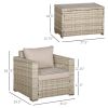3 Piece Patio Furniture Set, PE Rattan Small Wicker Balcony Furniture, Table & Chairs with Cushions Composite Table, Conversation Set for Apartment