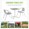 3-Piece Outdoor Patio Bistro Table Set with Aluminum Frame, Woodgrain-Style Tabletop & Draining Slat Design