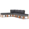 Garden Lounge Set Grey PE rattan Medium Removable Covers
