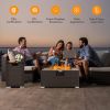 32 x 20 Inch Propane Rattan Fire Pit Table Set with Side Table Tank and Cover