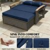 Outdoor sofa bed, terrace sofa bed, patio lounge chair, navy blue