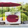 Garden Parasol, Double-Sided Sun Umbrella with LED Solar Lights, Patio Parasol for Outdoor, Wine Red