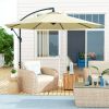 10' Cantilever Tilt Offset Patio Umbrella w/ UV & Water Safe Material & Cross Base (Weight Not Included), Beige