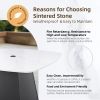 5-Piece Outdoor Pedestal Dining Set, 44" Rounded Square Sintered Stone Table with Flared Base and 4 Swivel Rockers, Sunbrella Cushions