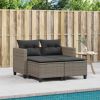 Garden Sofa Gray PE Rattan 2-Seater UV-resistant materials