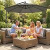 10 ft Offset Patio Umbrella with Cover, Hanging Cantilever Umbrella with 360Â° Rotation, Crank Handle, Tilt, Tan