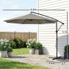 10 ft Offset Patio Umbrella with Cover, Hanging Cantilever Umbrella with 360Â° Rotation, Crank Handle, Tilt, Tan