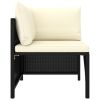 Patio Sofa Black PE Rattan 4-seater Removable Covers Square