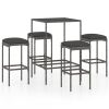 Garden Bar Set Grey PE Rattan, Powder-Coated Steel, Tempered Glass