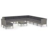 Garden Lounge Set Grey PE Rattan, Powder-Coated Steel, 100% Polyester