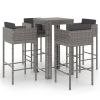 Garden Bar Set Grey PE rattan, powder-coated steel Medium