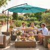 10 ft Offset Patio Umbrella with Cover, Hanging Cantilever Umbrella with 360Â° Rotation, Crank Handle, Tilt, Sky Blue
