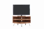 Fan Shape Reclaimed Wood Corner Media Table for Living Room Wise Use Your Space