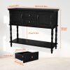 Retro Console Table with Storage, Narrow Entryway Table with 2 Drawers and 2 Door Cabinets, Long Sofa Table Behind Couch for Living Room, Foyer, Black