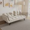 57 inch beige sofa soft two armrests throw