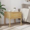 Lamp Table Wax Brown Solid Pine Wood Compact Storage Modern