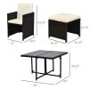 9 Pieces Outdoor Dining Set for 8, Space Saving Wicker Chairs and Square Glass Table with Cushions and Ottomans