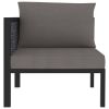 Corner Sofa Anthracite Poly rattan, aluminum, polyester Durable