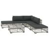 Patio Sofa Set Set of 6 Gray PE Rattan Medium Modular