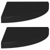 Corner Shelf Set of 2 Black Honeycomb MDF, metal 14 in - Medium