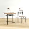 3-Piece Small Dining Table Set for 2, Kitchen Table and Chairs with Storage Rack and Steel Frame, Brown