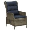 Garden Dining Set Chair: Brown, Cushions: Black, Table: Black