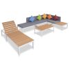 Patio Furniture Set Set of 5 White and brown Aluminum and WPC