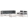 Garden Lounge Set White and Anthracite Solid Pine Wood Large