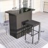 5 Piece Rattan Wicker Bar Set, High Top Outdoor Table and Chairs, Bar Height Patio Set, 2 Shelves & 4 Bar Stools, Brown