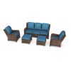 Patio Furniture Set Rattan Outdoor Sectional Conversation Sets 3-Seat Outdoor Couch,2 Single Chair and 2 Ottoman for Lawn, Balcony, Garden