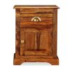 Bedside Cabinet Set of 2 Brown Solid Acacia Wood Medium